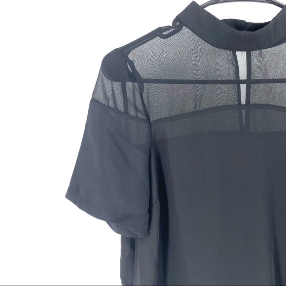 Asos Design Short Sleeve High Neck Sheer Top - 0 - Picture 3 of 7